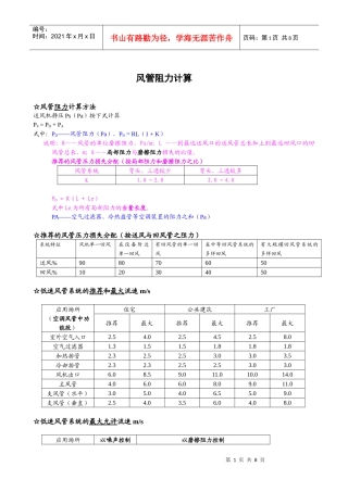 (YORK产品手册提供)风管阻力计算