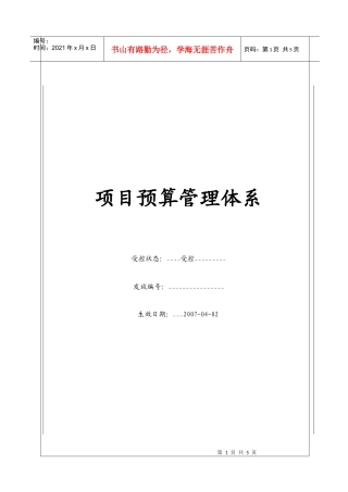 (BT-XM-YS)项目预算管理体系