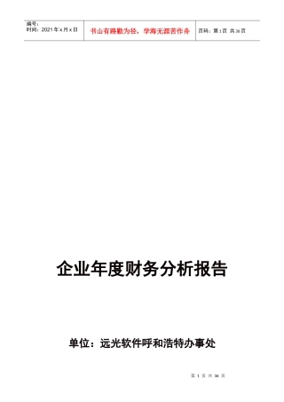 (最新)企业年度财务分析报告(样例)