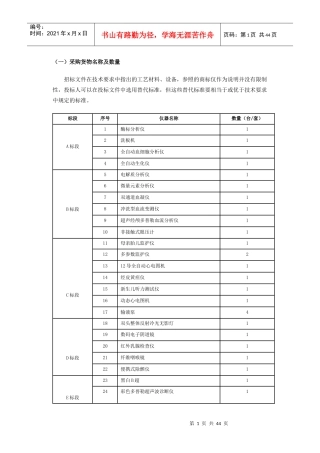 (一)采购货物名称及数量
