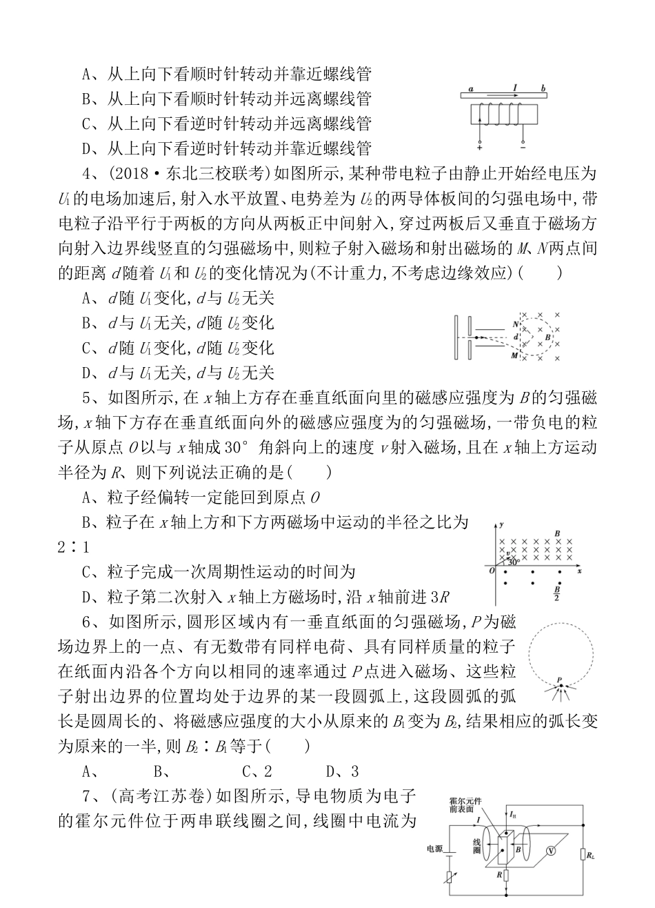 一轮单元训金卷高三物理卷测试题第十单元磁场_第2页