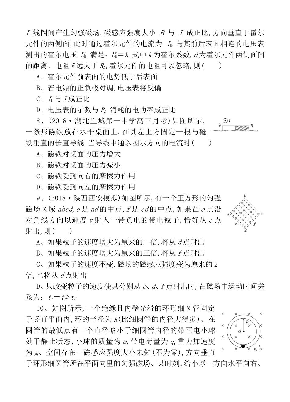 一轮单元训金卷高三物理卷测试题第十单元磁场_第3页