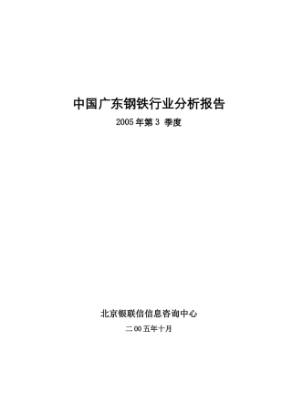 中国广东钢铁行业分析报告