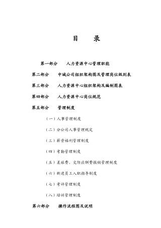 中域公司人力资源中心规范化管理手册