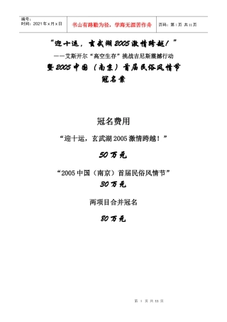 中国（南京）首届民俗风情节策划总案冠名（DOC11页）
