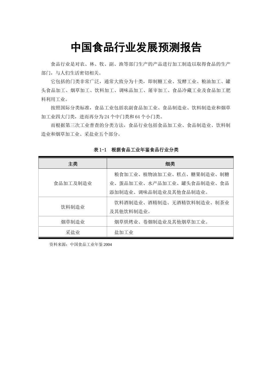中国食品行业发展预测报告_第1页