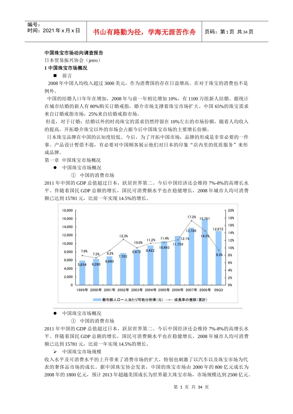 中国珠宝市场动向调查报告(1)_第1页