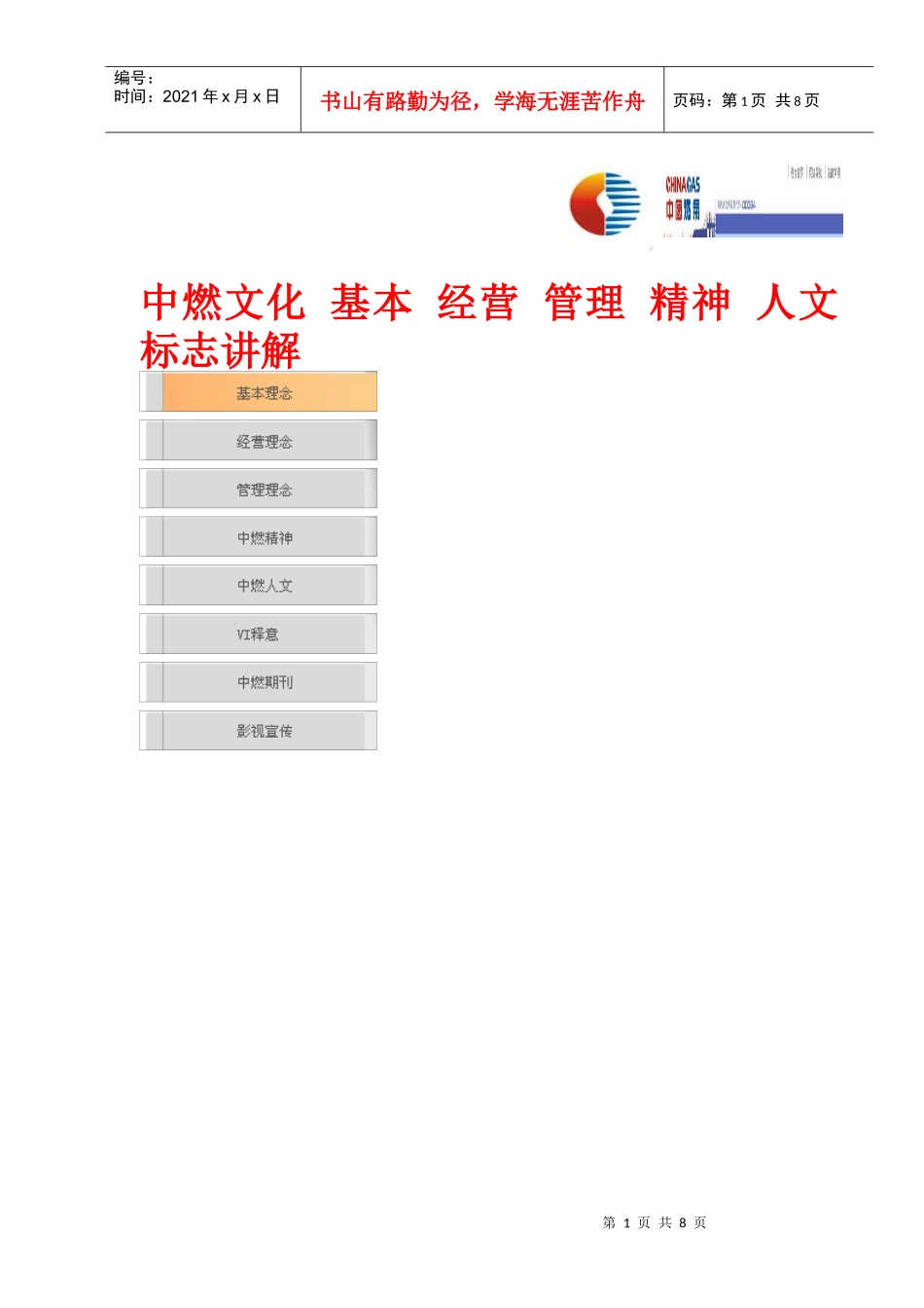 中燃文化 基本 经营 管理 精神 人文 标志讲解_第1页