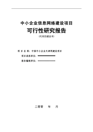 中小企业信息网络建设项目可行性研究报告