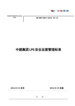 中燃集团LPG安全运营管理标准