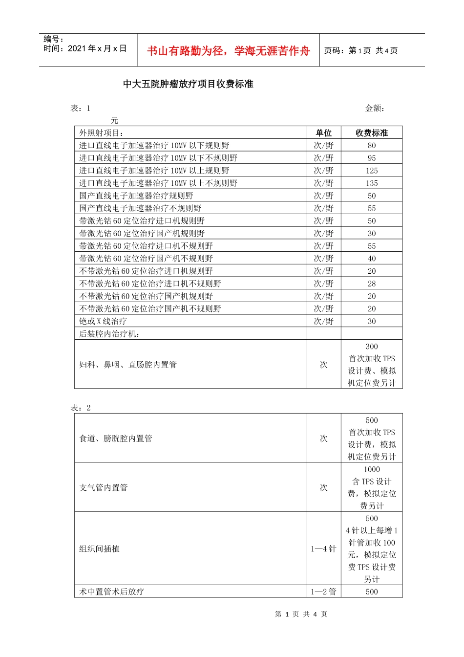 中大五院肿瘤放疗项目收费标准_第1页