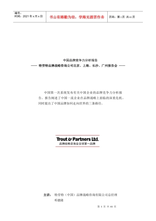 中国品牌竞争力分析报告(DOC 65页)