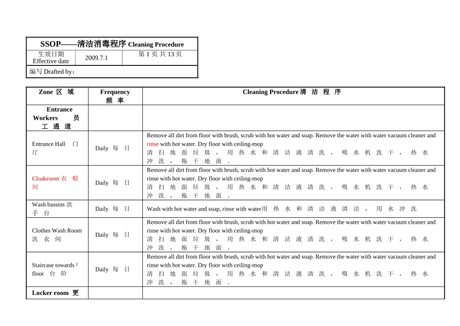 巧克力（苏州工业园）有限公司清洁消毒程序_第1页