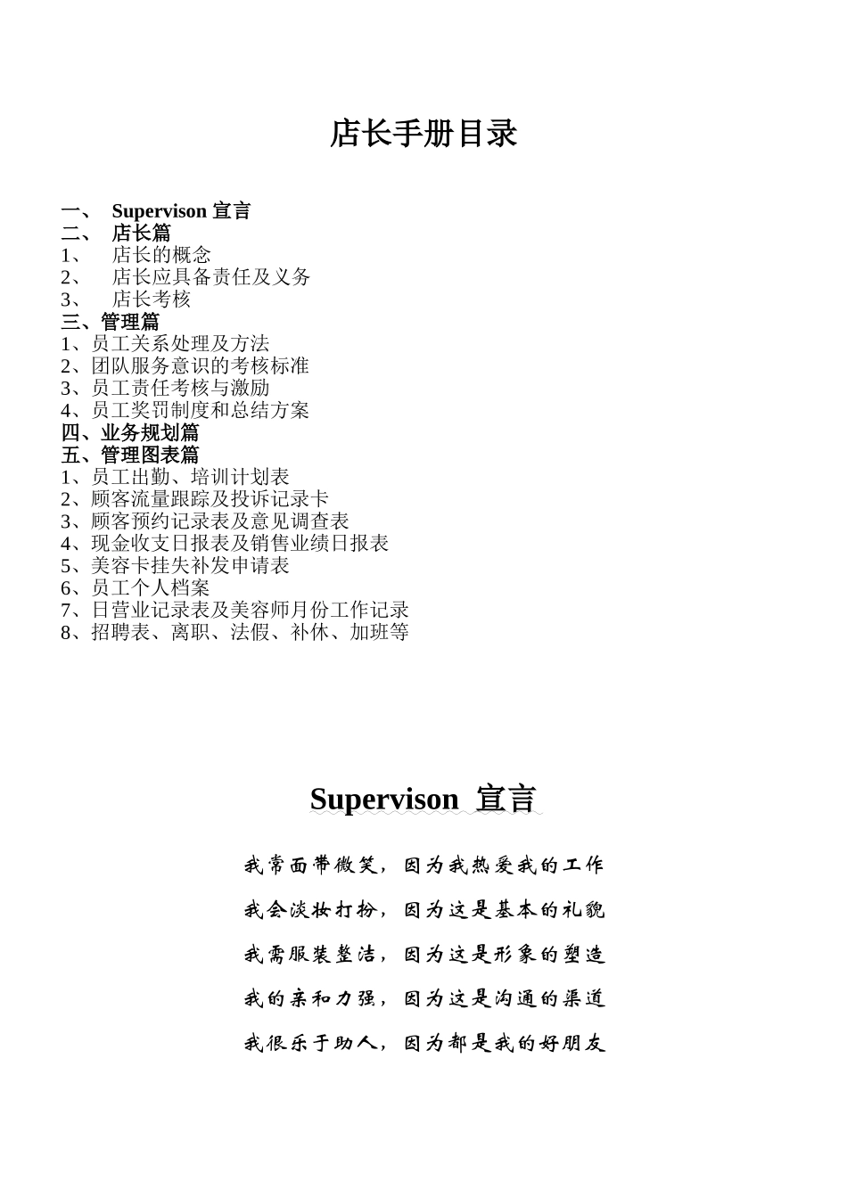 亿莲佛兰店长手册目录_第1页