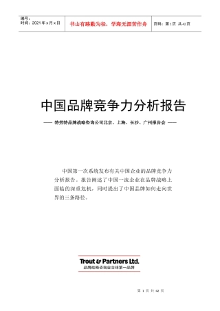 中国品牌竞争力分析报告(doc 46页)