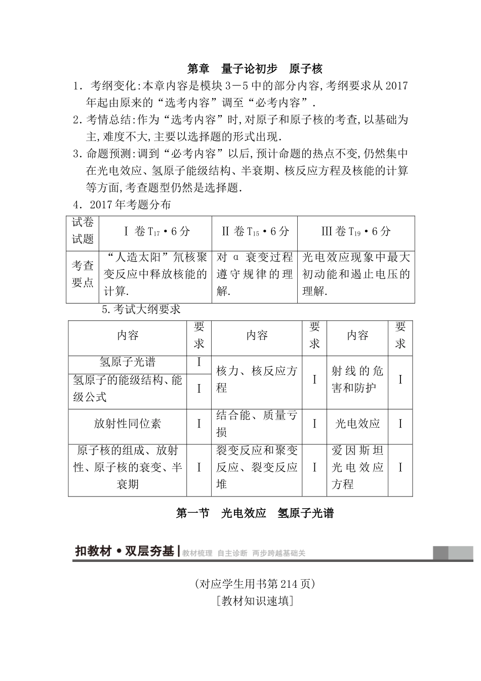 量子论初步原子核测试练习题_第1页