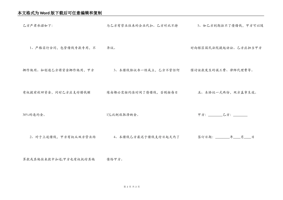 正规版本民间借款合同_第2页