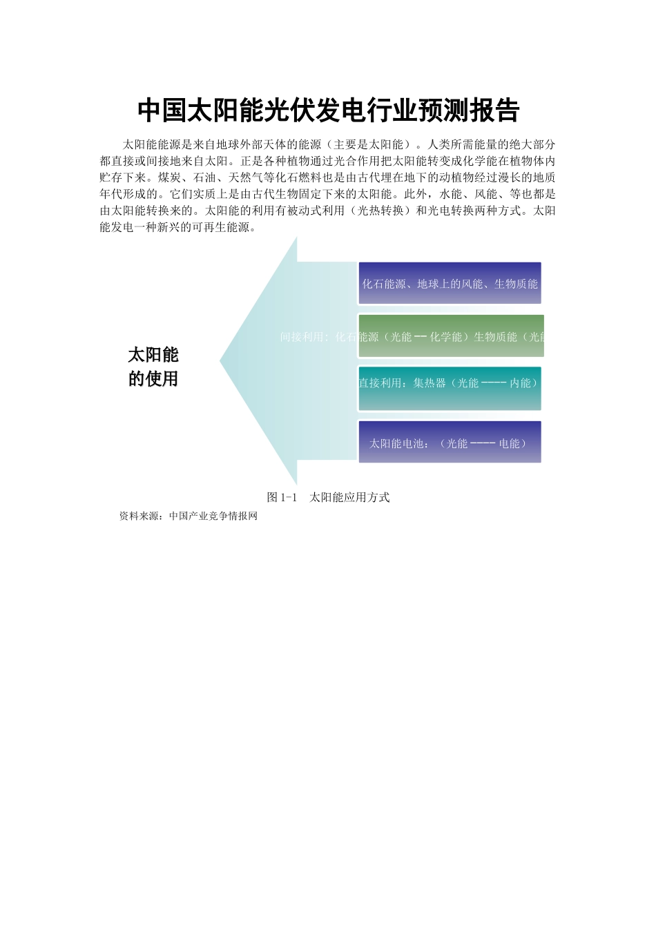 中国太阳能光伏发电行业预测报告_第1页