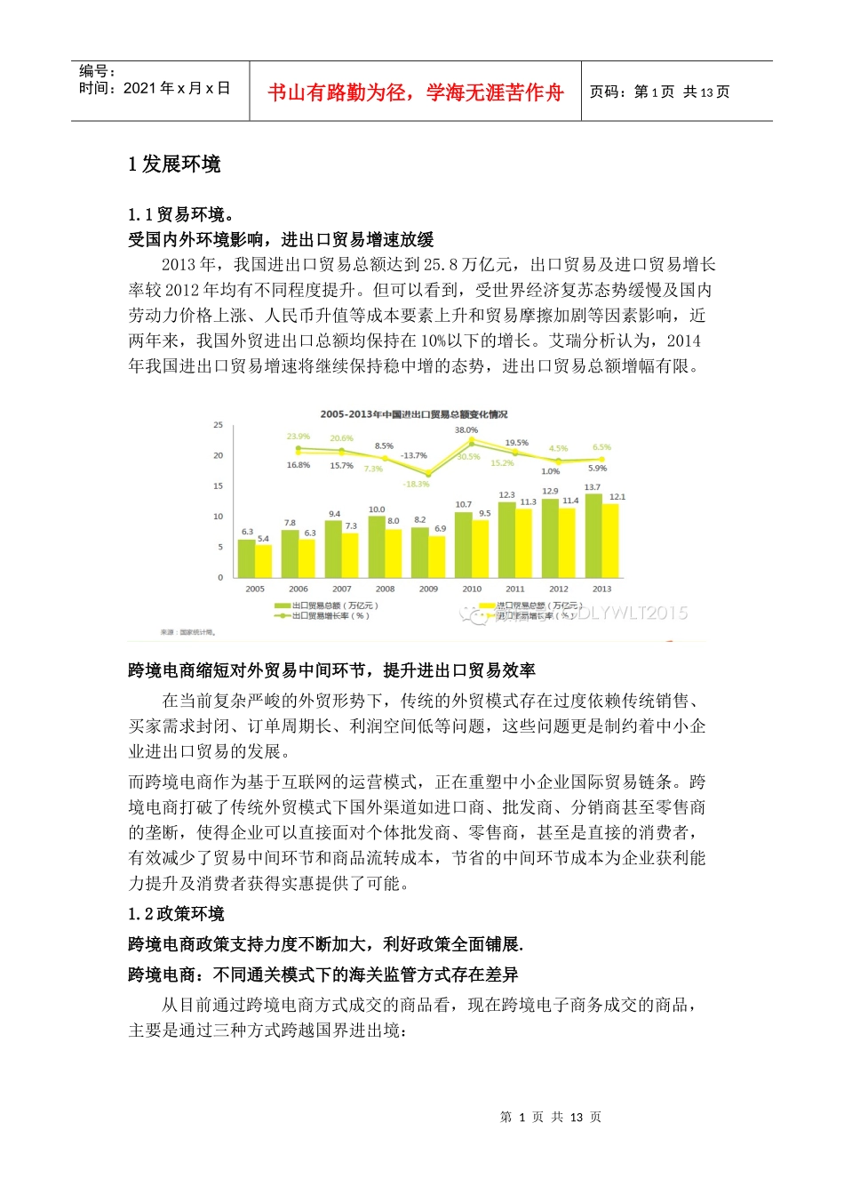 中国跨境电商行业分析报告_第1页