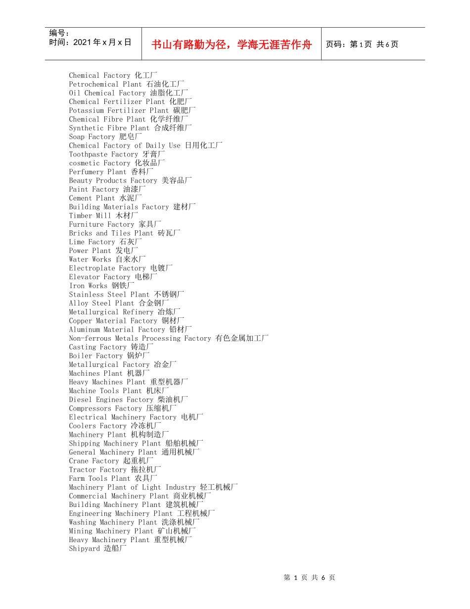 中英文工厂全名_第1页