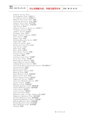 中英文工厂全名