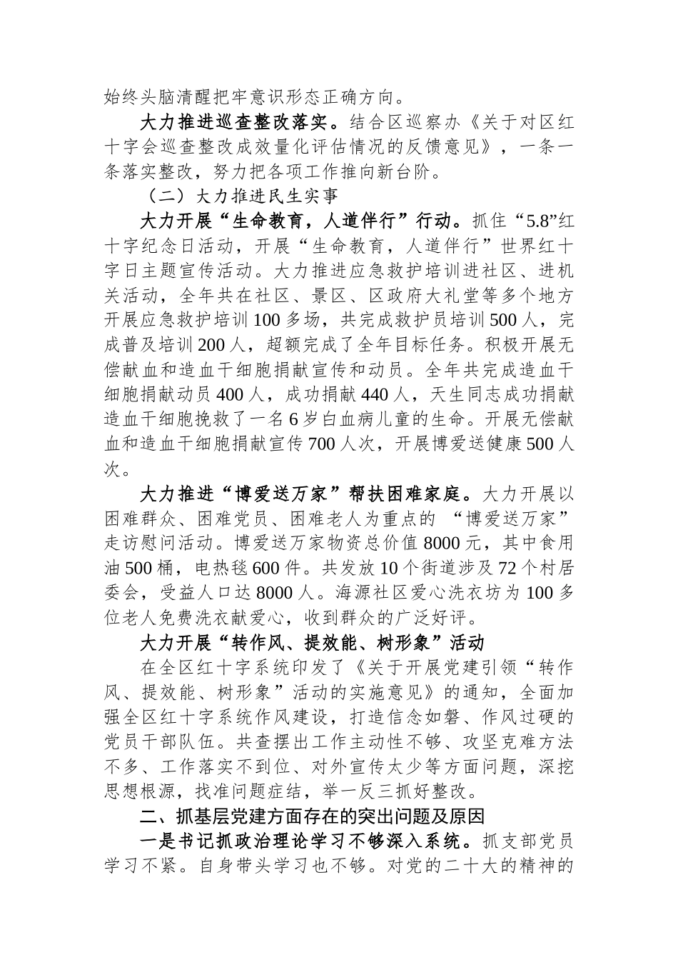 区红十字会党支部书记抓基层党建工作述职报告_第2页