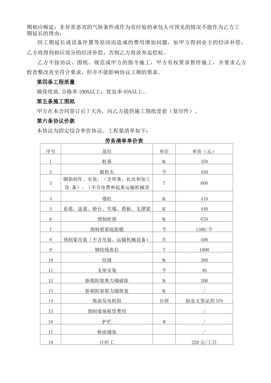 桥梁工程施工劳务分包合同_第2页