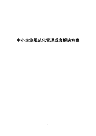 中小企业规范化管理方案