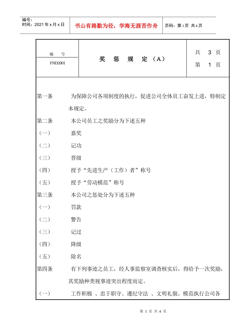 中国现代企业管理制度大全-奖惩规定(一)_第1页