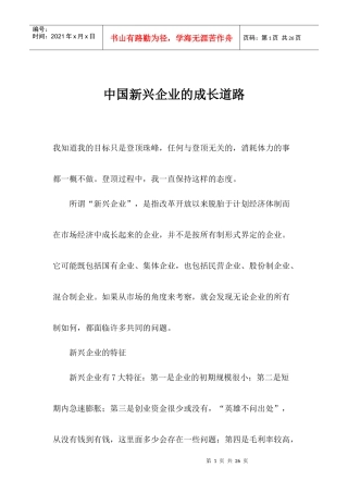 中国新兴企业的成长道路