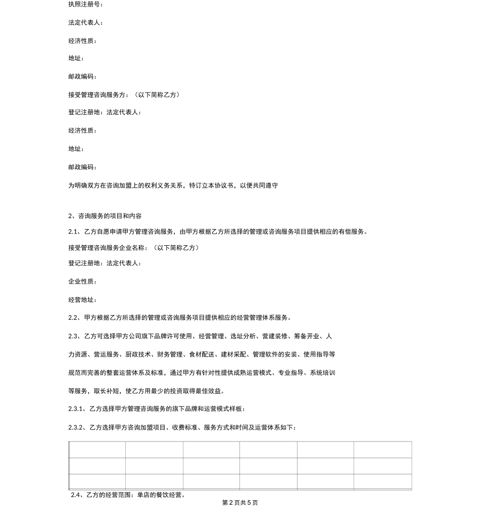 公司品牌管理咨询服务合同协议范本_第2页