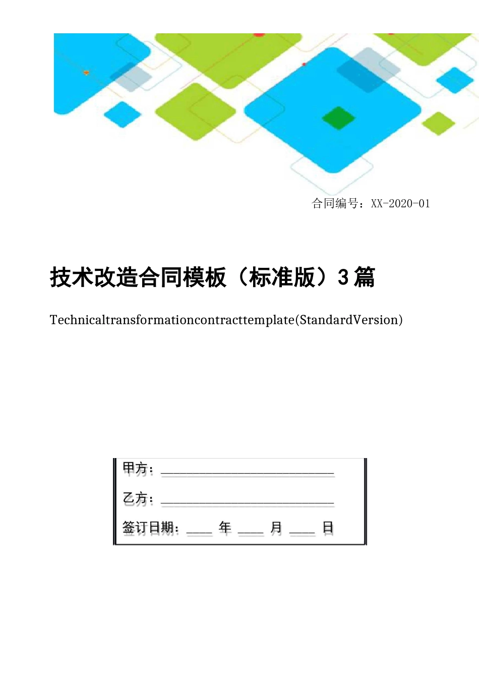 技术改造合同模板3篇_第1页