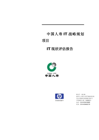 中国人寿IT战略规划项目IT现状评估报告
