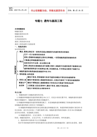 专题七 遗传与基因工程