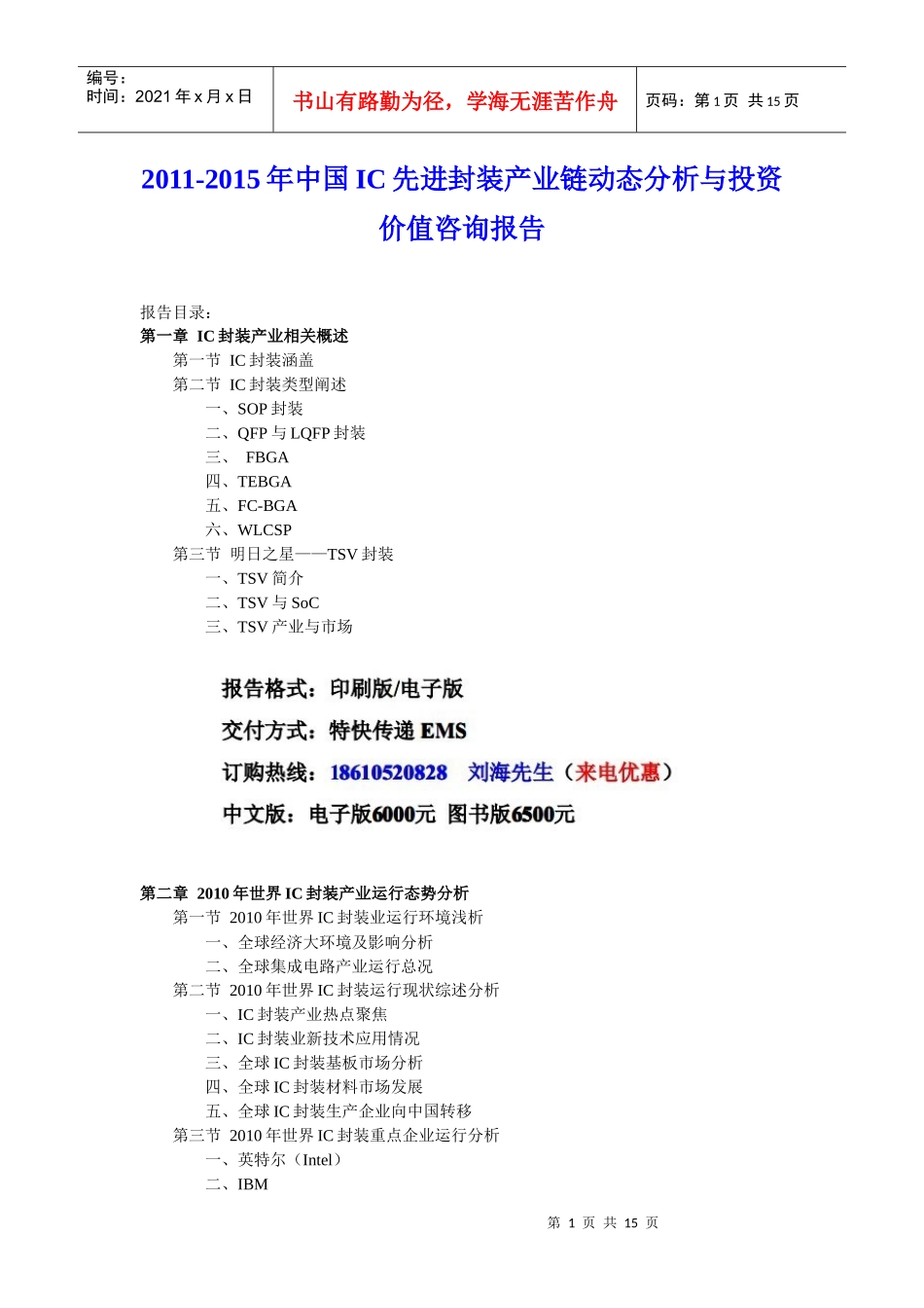 中国IC先进封装产业咨询报告_第1页