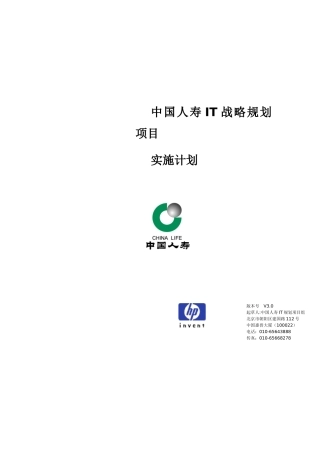 中国人寿IT战略规划项目实施计划