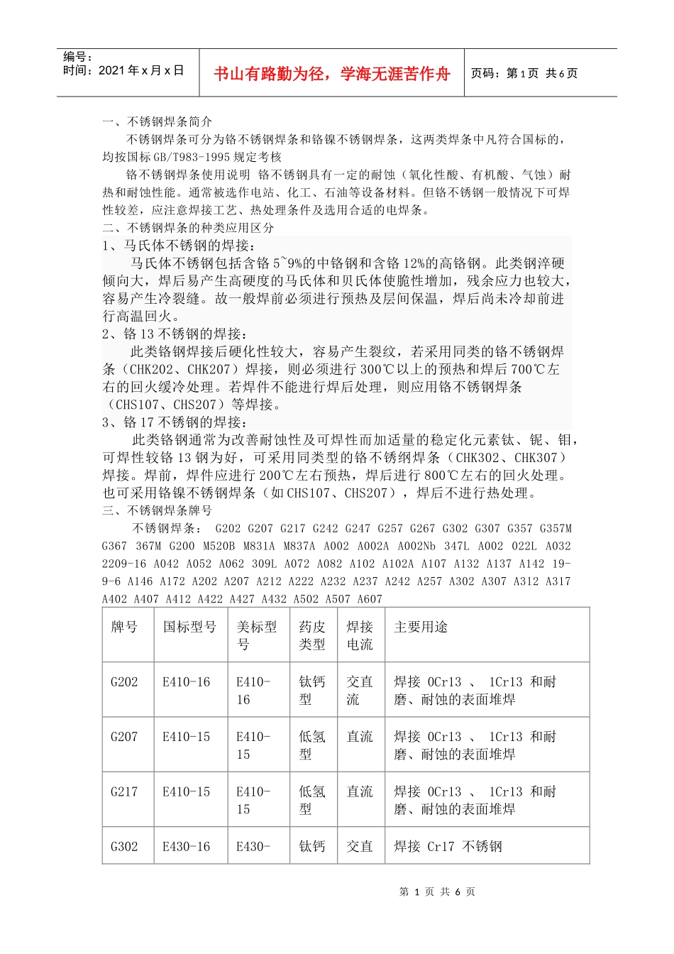 不锈钢焊条的种类应用区分与注意事项_第1页