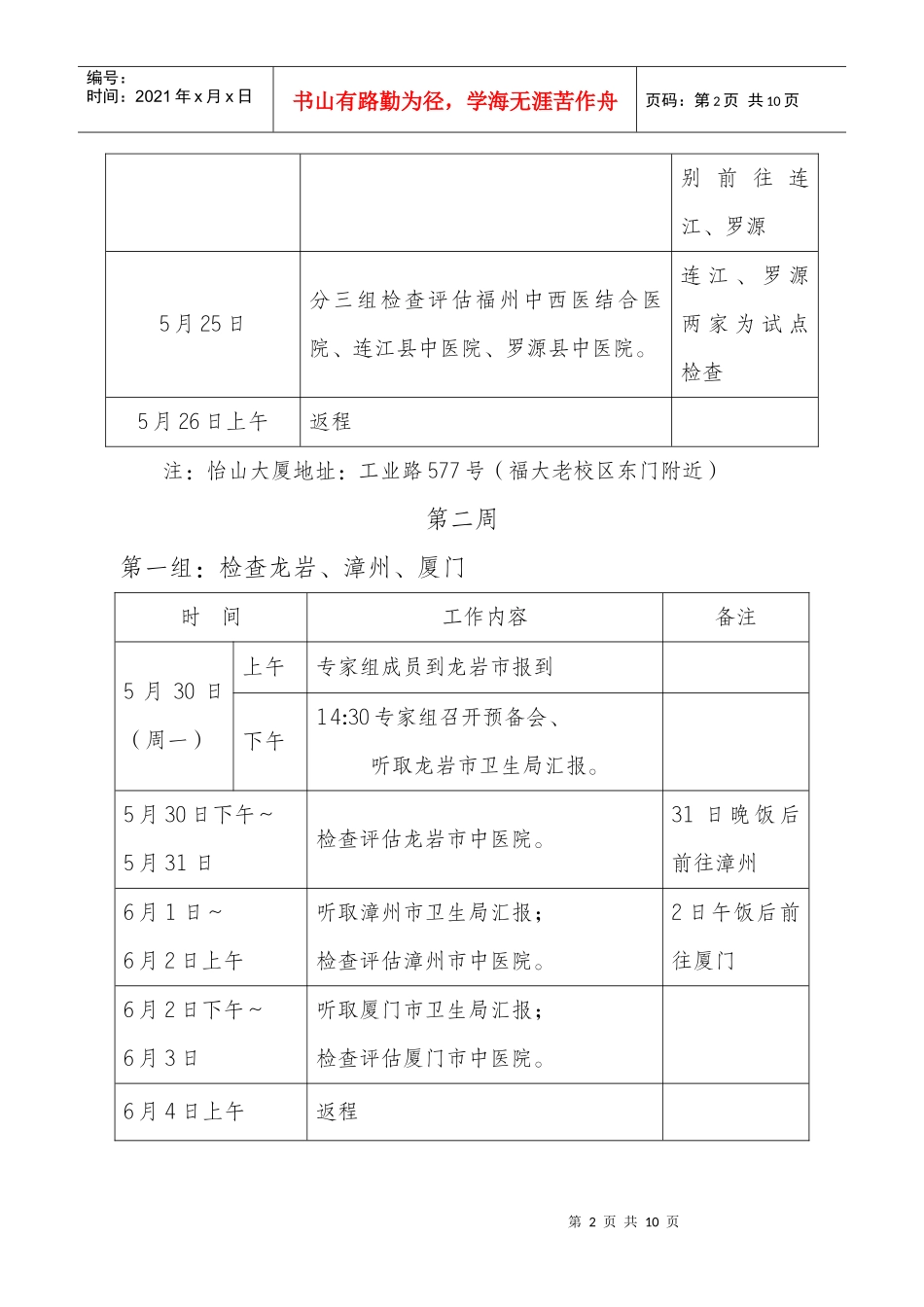 中医院管理活动检查评估工作安排_第2页