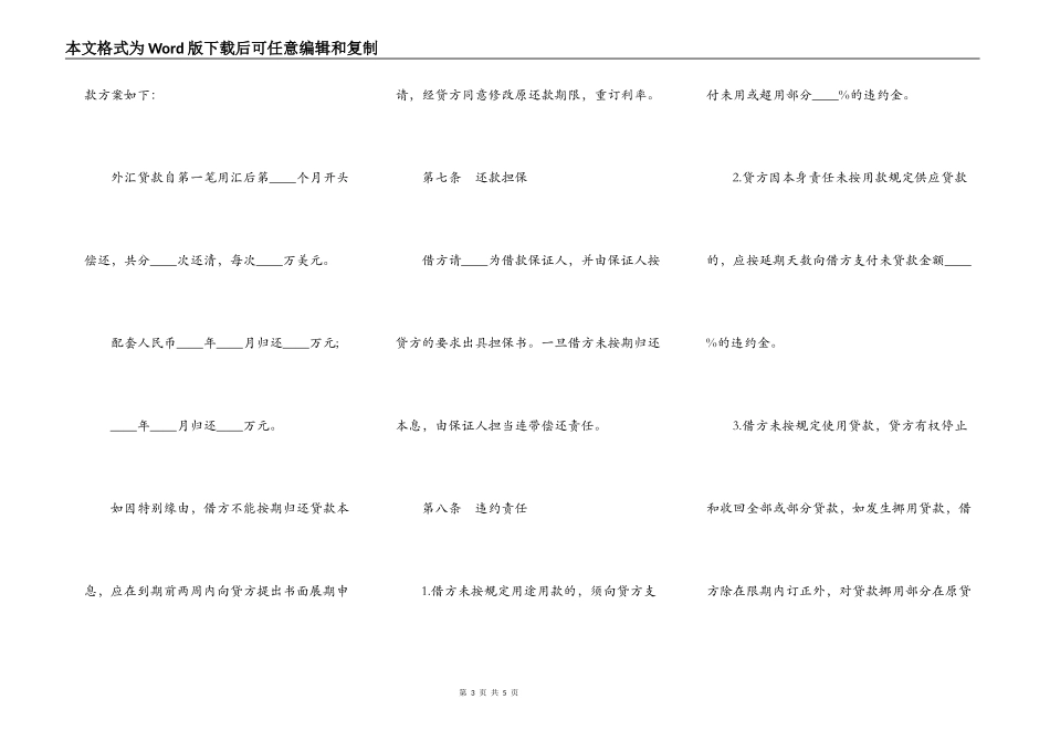 XX银行外汇和配套人民币借款合同_第3页