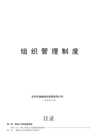 东莞某公司组织管理制度