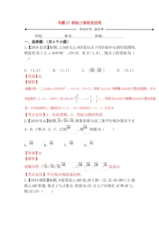 专题 相似三角形及应用测试题