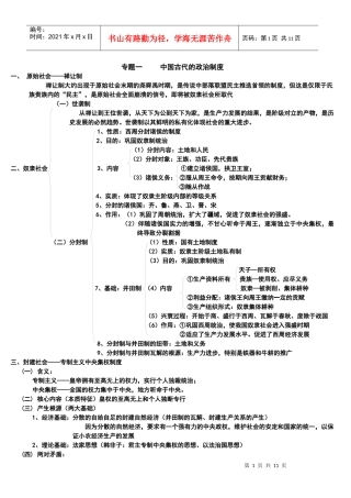 专题一 中国古代的政治制度