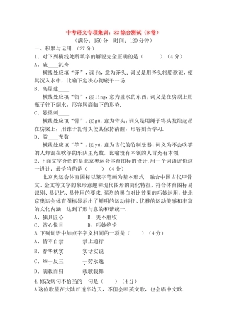 中考语文专项集训  综合测试（B卷）