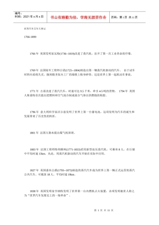 世界汽车百年大事记PPT-11P