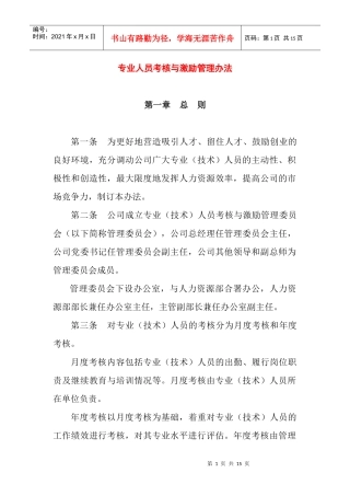 专业人员考核与激励管理办法
