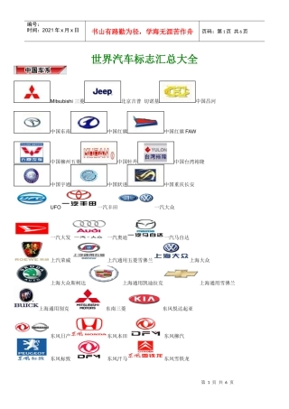 世界汽车标志汇总大全+汽车LOGO+汽车品牌标