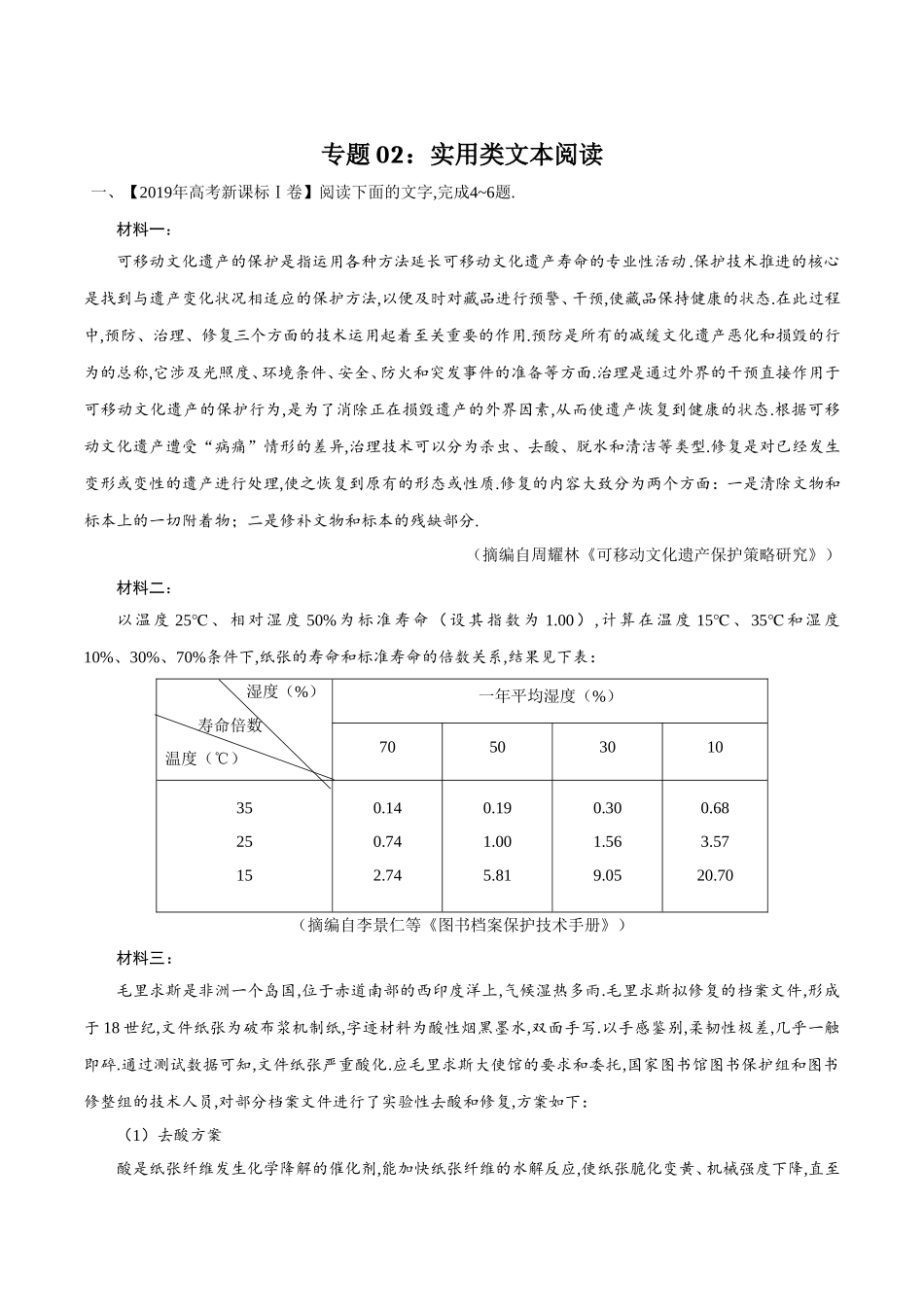 专题测试练习题 实用类文本阅读_第1页