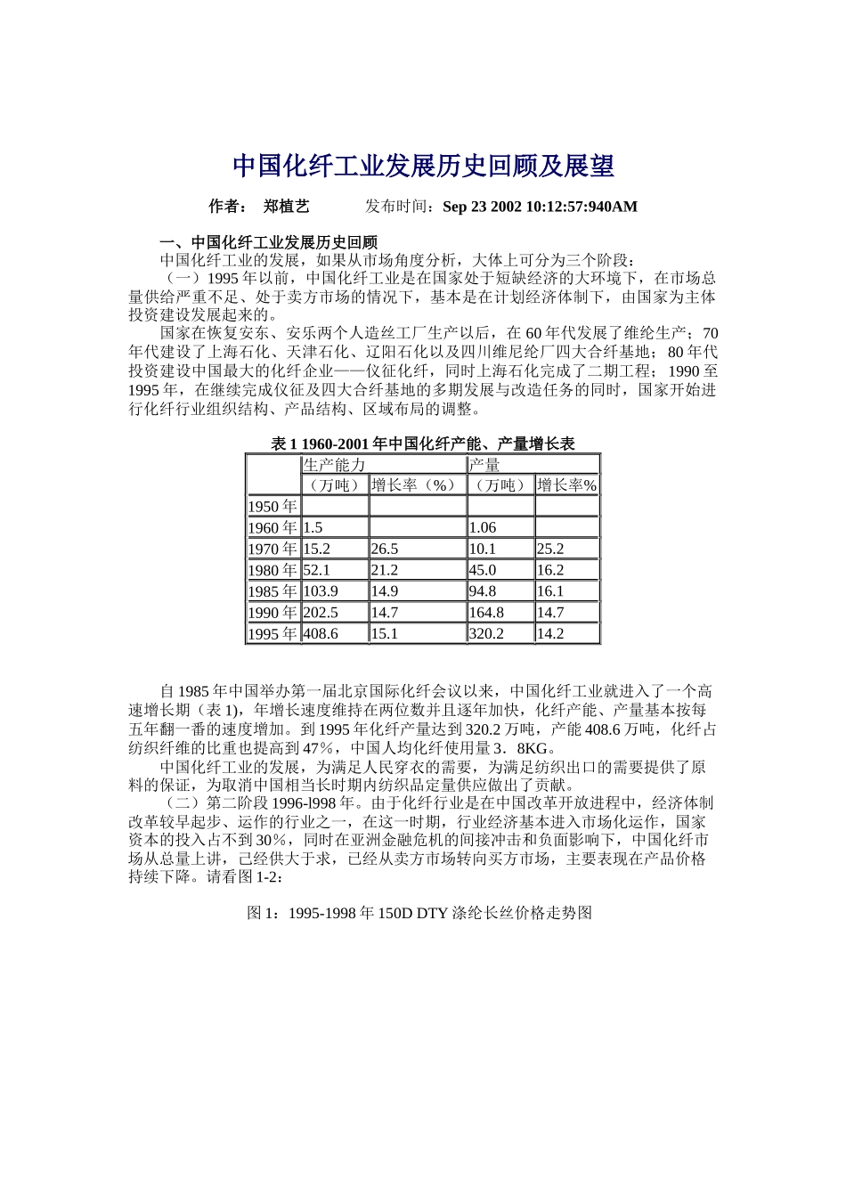 中国化纤工业发展历史回顾及展望_第1页