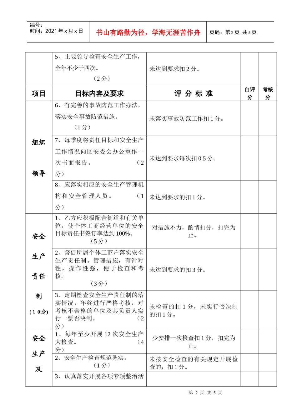 下城区安全生产综合目标管理责任考核细则_第2页