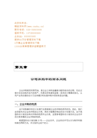中国公司并购中的财务问题研讨